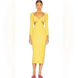 Cult Gaia Enzo cut out midi dress yellow medium NWT